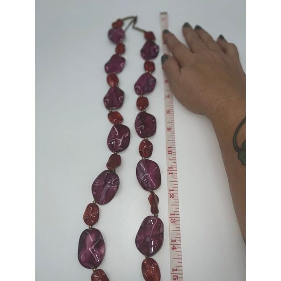 Retro Purple and Red Molded Plastic Bead Necklace - Picture 5 of 5